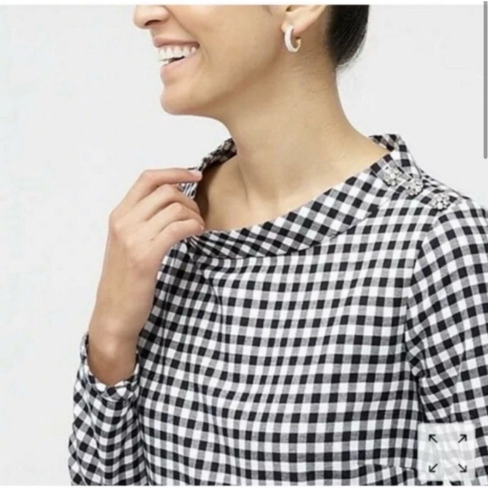 J Crew Black and White Checkered Flannel Gingham Drop Waist dress XXL (18) - Picture 3 of 3